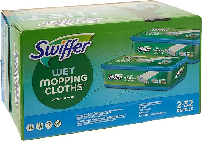 Swiffer Sweeper Wet Mopping Cloths Refills Open Window Fresh 32 Count Pack of 2