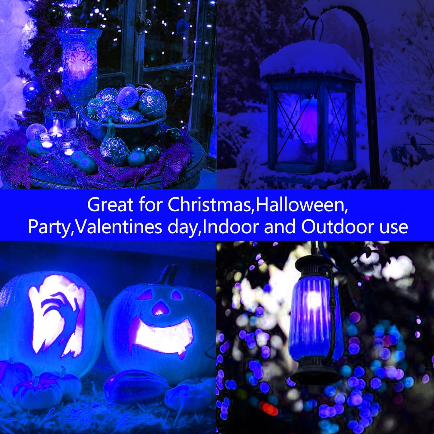 Bitrue LED Flame Light Bulbs, 4 Modes Blue Flame Effect Bulbs, E26 Base Fire Light Bulb with Gravity Sensor, Flickering Light Bulbs for Halloween Home Decor(Blue 2 Pack)