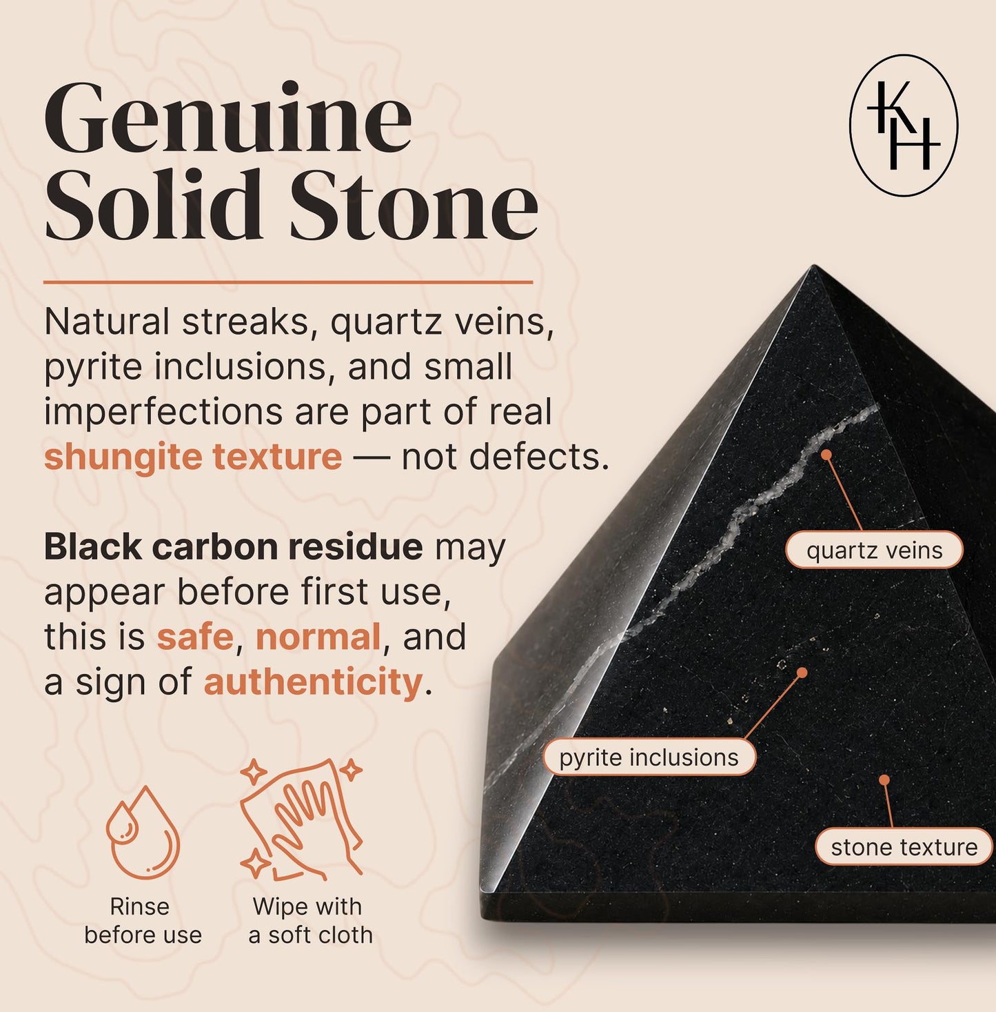 Authentic Shungite Pyramid Polished 2" (5cm), Premium Protection Crystals for House & Office,Karelian Black Stone Energy Pyramid for Root Chakra Meditation, Grounding & Negative Energy Blocker