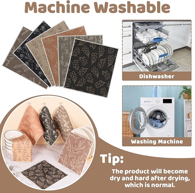 6 Pack Swedish Dishcloths for Kitchen, Swedish Rags Dish Towels