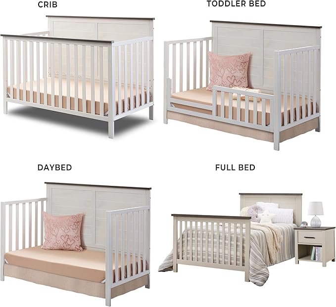 Sorelle Furniture Ashley Crib, Classic 4-in-1 Convertible Pannel Crib, Baby