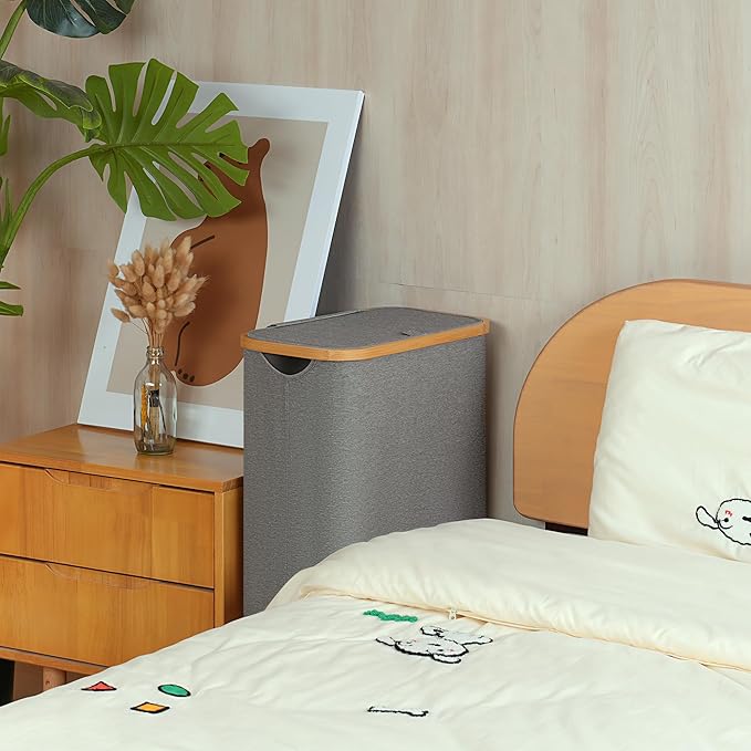Slim Laundry Basket with Wheels, Narrow Hampers