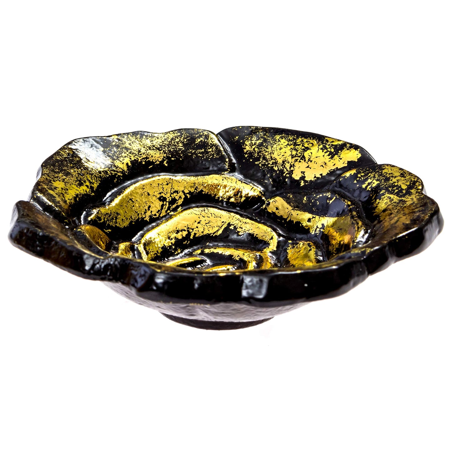 Black and Gold Rose Incense Holder - Hold Natural Incense Like White Sage Sticks, Palo Santo Sticks, Incense Cones or Jewelry, Keys, Knick-Knacks - Aluminum, 4" Wide