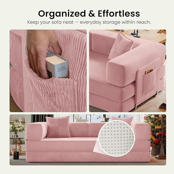 78.8" Convertible Futon Sofa Bed, Corduroy Futon Couch