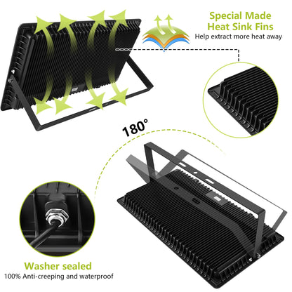 Gopretty 800W LED Flood Light Outdoor,3600W Equivalent Super Bright FloodLight with Plug,80000LM 6000K Daylight White IP66 Waterproof Commercial Lighting for Sports Fields,Courts, Arena, Stadium