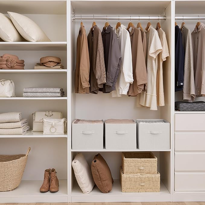 StorageWorks Foldable Shelf Organizer Bins, Closet Storage Baskets