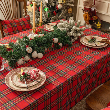 Softalker Christmas Checkered Tablecloth Rectangle - Red Buffalo Plaid Linen Cotton Gingham Xmas Table Cloths, Winter Farmhouse Table Decorations for Dining/Parties/Holiday, 54 x 80 Inch