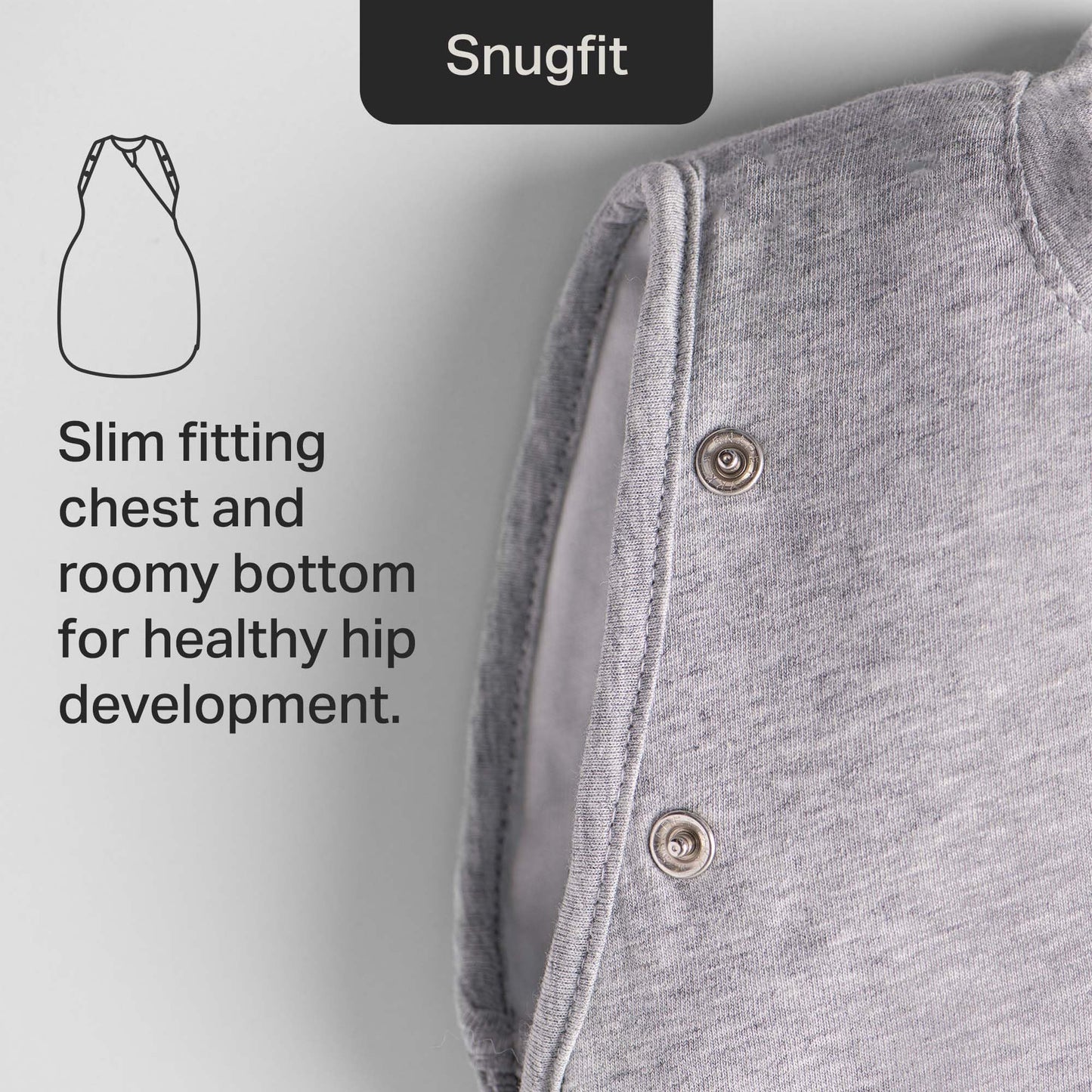 Tommee Tippee Swaddle Bag for Newborns, 0-3m, 2.5 Tog for 16-20°C, Sky Grey Marl Sleeping Bag, Soft Cotton-Rich Fabric, Healthy Hip Development Design, Bottom to Top Zip