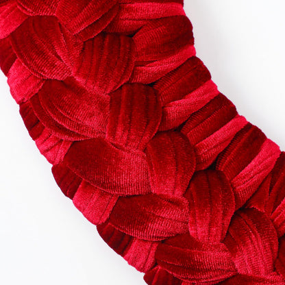 Barydat Christmas Velvet Wreath 14" Wreaths for Front Door Velvet Christmas Wreath Ornament with Bow for Party Table Fireplaces Porch Walls New Years Home Decor (Burgundy)
