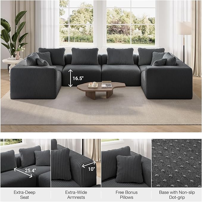 Novilla 141" Modular Sectional Sofa, Modern Cloud Sectional Couch