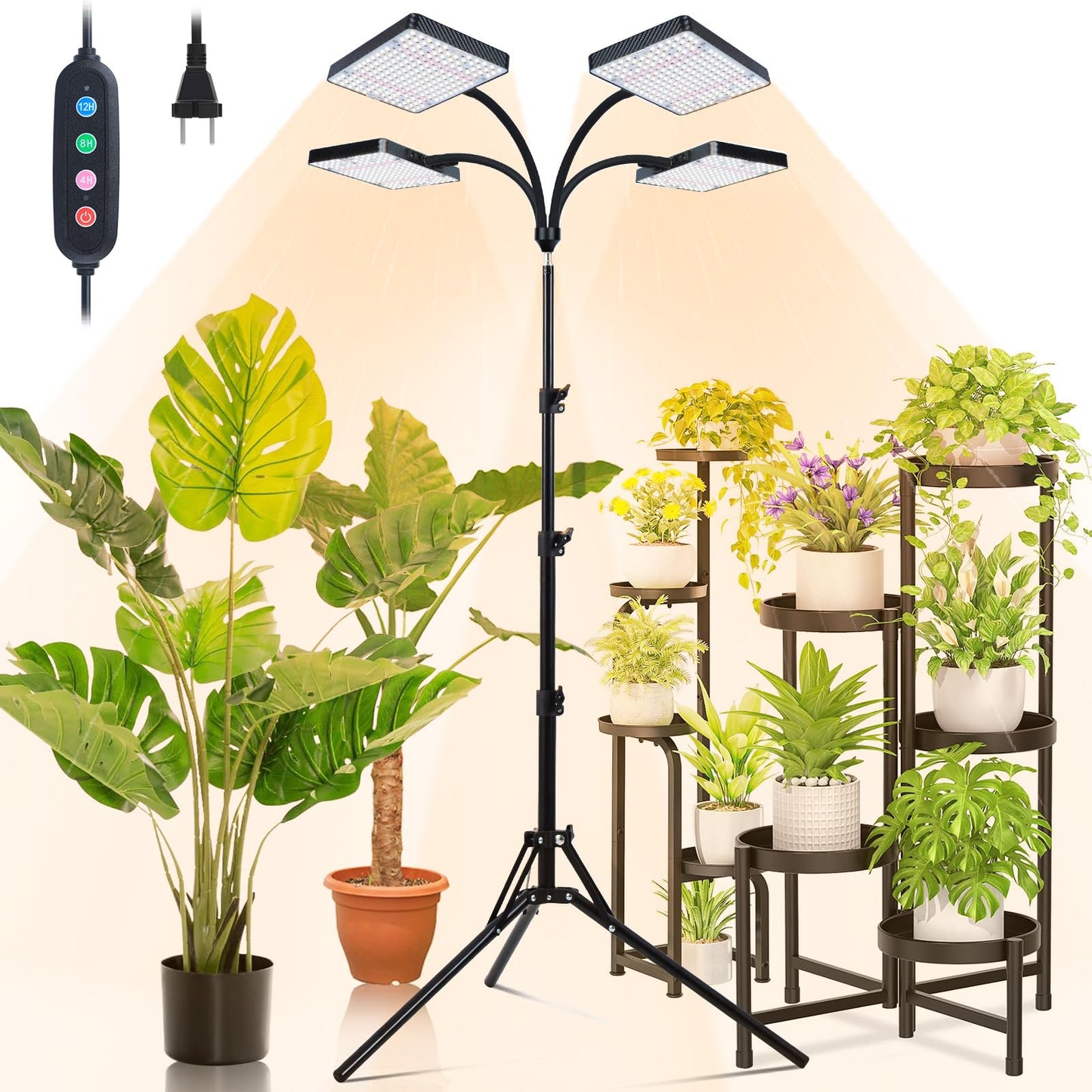 Orchbloom Grow Lights for Indoor Plants 100W, Natural Sunlight Full Spectrum Plant Growing Lamps for Houseplants & Bonsai Tree, 4/8/12/16/20 Hr Timer Plant Light Auto On/Off Everyday