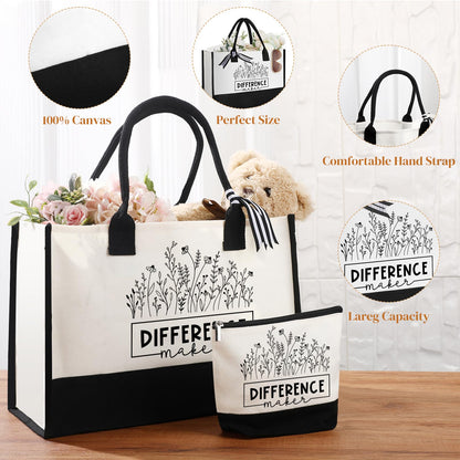 Funnymoom 7 Pcs Difference Maker Gift Employee Appreciation Tote Leather Journal Pen Tumbler Thank You Gift Women