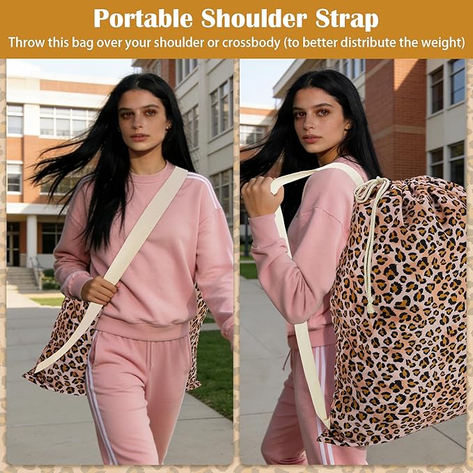 Canvas Laundry Bag with shoulder Strap 24"Wx 29"H, Large Drawstring Dirty