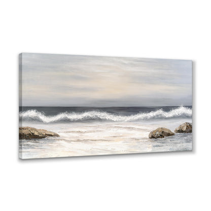 SENROLAN Neutral Blue Grey Seascape Canvas Wall Art, Coastal Ocean Waves Horizontal Wall Decor for Living Room, Modern Coastal Home Decor for Bedroom Hallway Entryway, 40x20 Inch