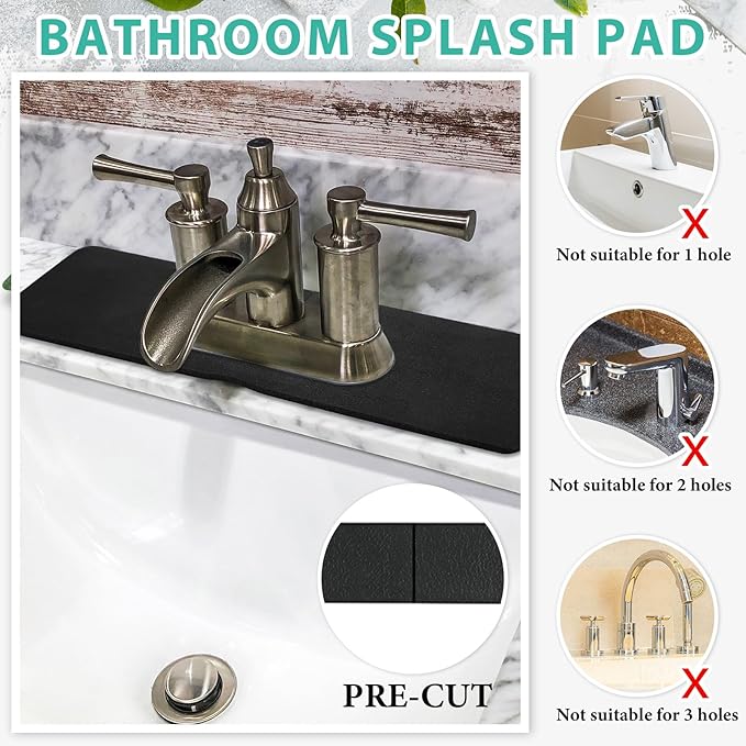 Tioncy 2 Pcs Faucet Mat Sink Splash Guard Oval-hole Oval Splash Pad