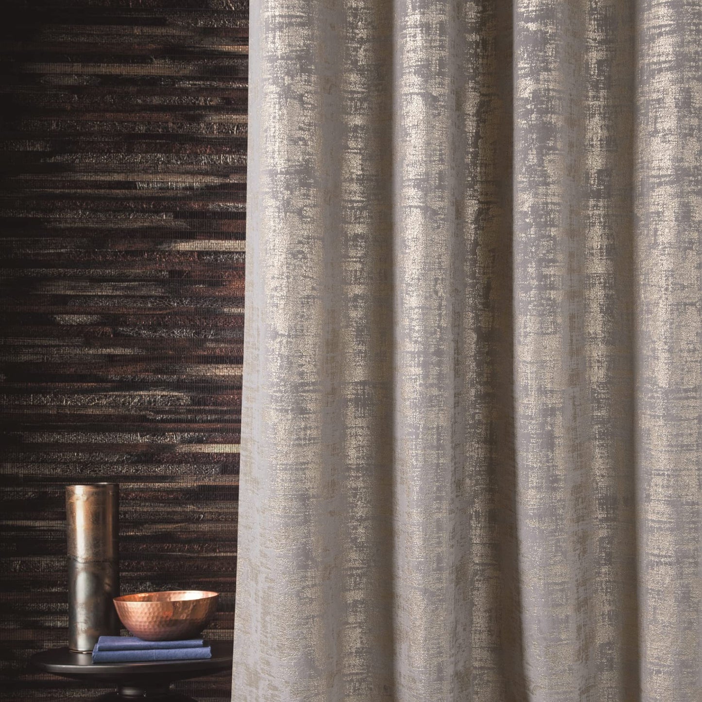 always4u Champagne Soft Velvet Curtains 108 Inch Length Long Luxury Bedroom Curtains Gold Foil Print Window Treatments for Living Room Bedroom Set of 2