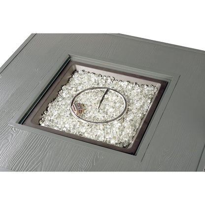 Square 42 in. x 42 in. Aluminum Propane Fire Pit Table with Glass Beads, Two Covers, Lid, 57,000 BTUs in Grey Finish