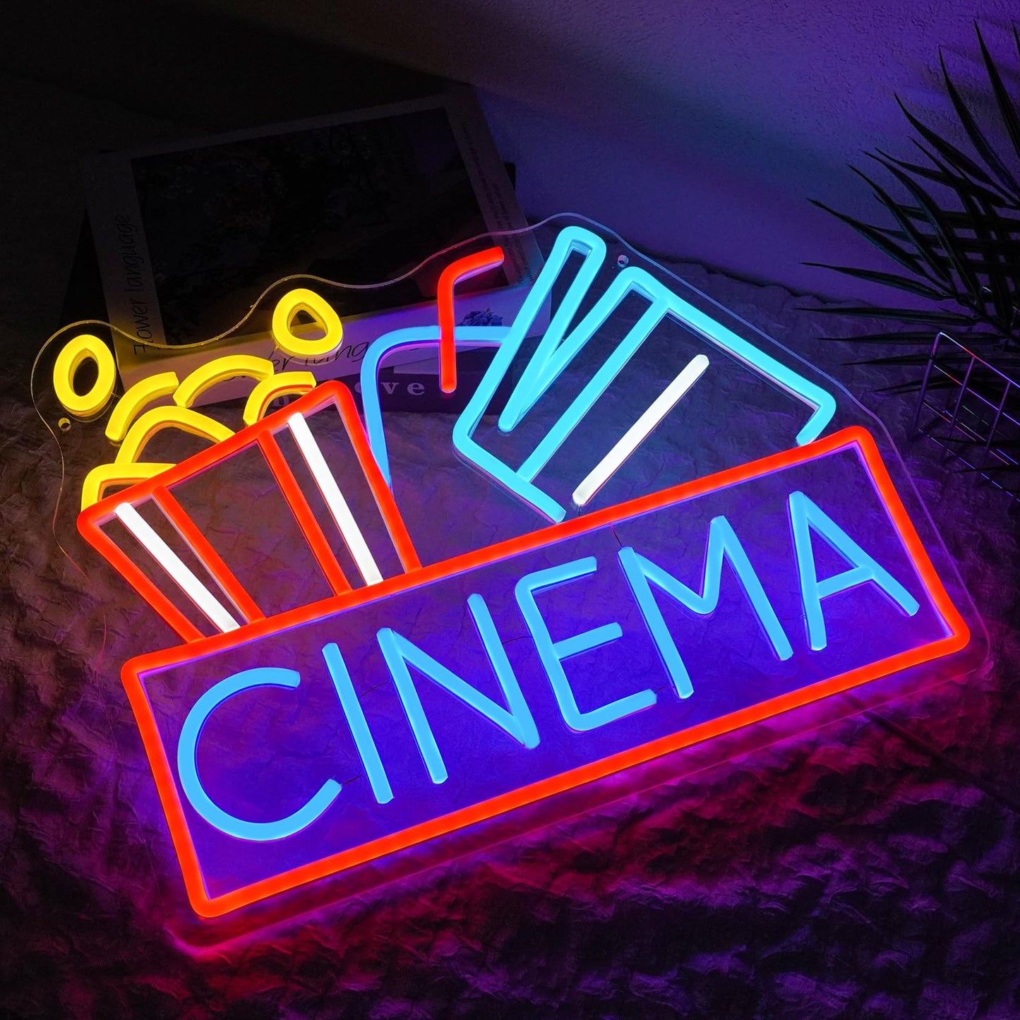 Runalosa Cinema Neon Sign Dimmable Movie Neon Light Sign for Wall Decor Film Theater Led Signs for Home Bar Movie Night Party Man Cave Film Room Gift 15.7" x 12.2"