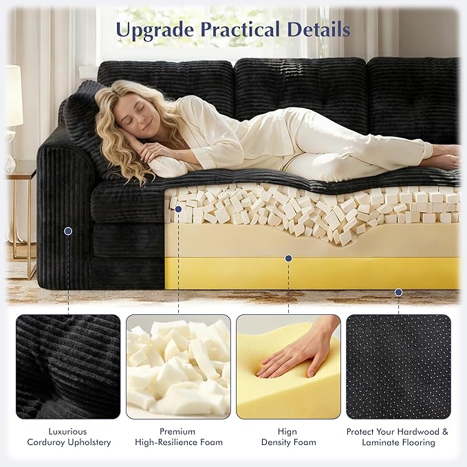 Homkdom Convertible Loveseat Sleeper, Space-Saving Folding Sofa Bed