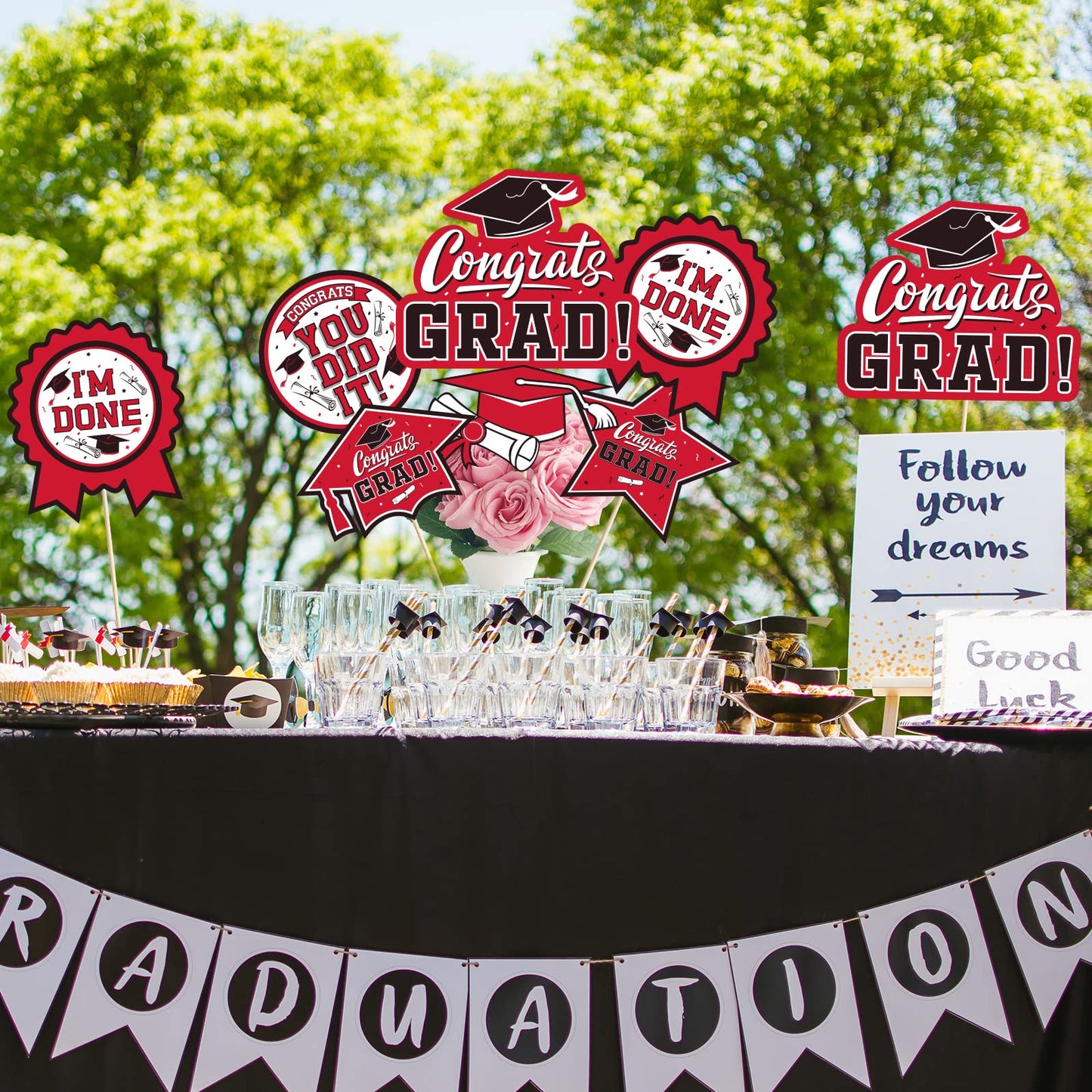 30PCS Graduation Party Decorations Class of 2023 Congrats Grad Table Centerpiece，Graduation Table Decorations，Congratulate Graduation Centerpiece Sticks Table Toppers for Graduation Party