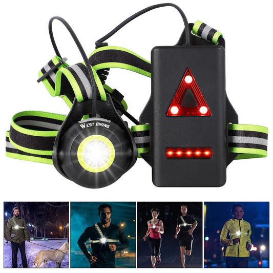 ICOCOPRO Running Light with Reflectors, 90° Adjustable LED Chest Light, Waterproof, USB Rechargeable, 500 Lumens, Running Lamp with Red Light for Running, Jogging, Fishing, Camping