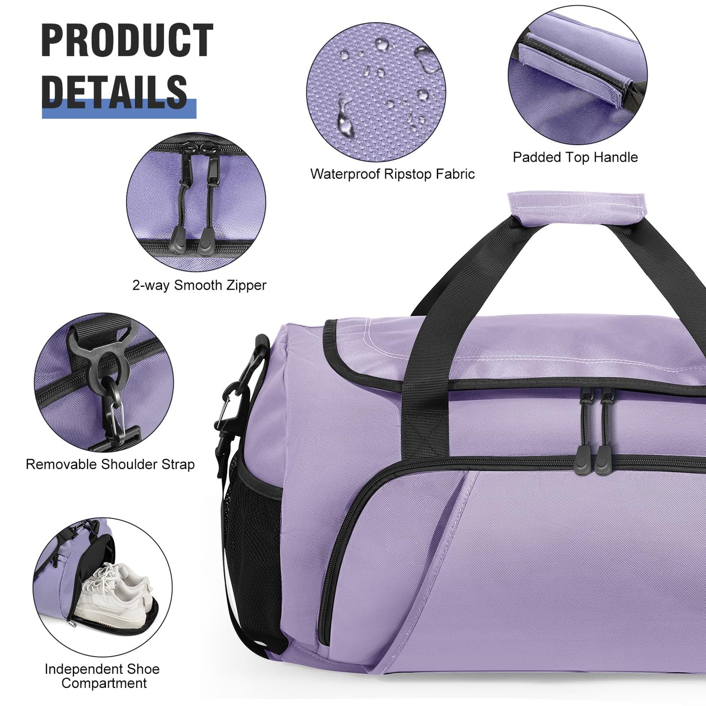FINYIOE Gym Bag for Men Women, Purple
