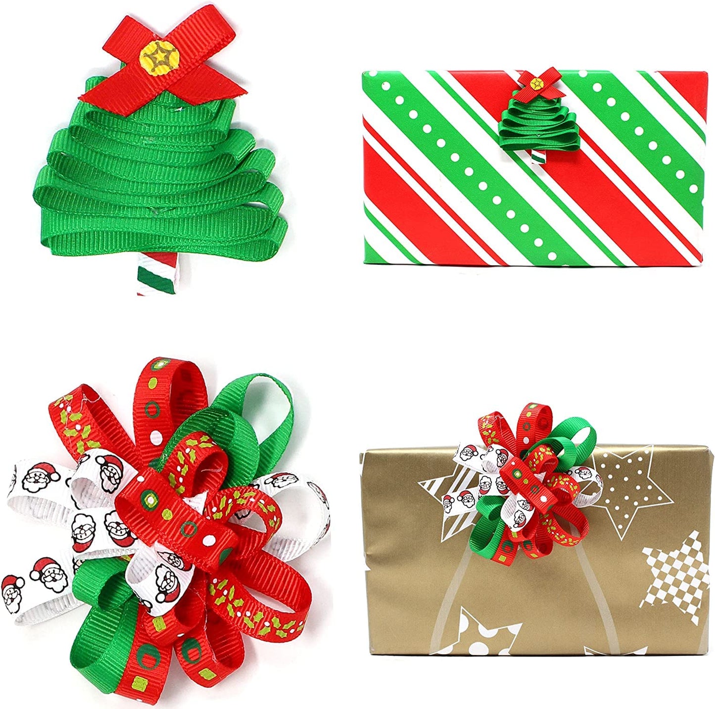 Joiedomi 18Pcs Christmas Ribbons, 90 Yard Grosgrain Satin Fabric Ribbons for Christmas Box Wrapping, Hair Bow Clips, Gift Bows, Craft, Sewing, Wedding (18PCS One-Size)