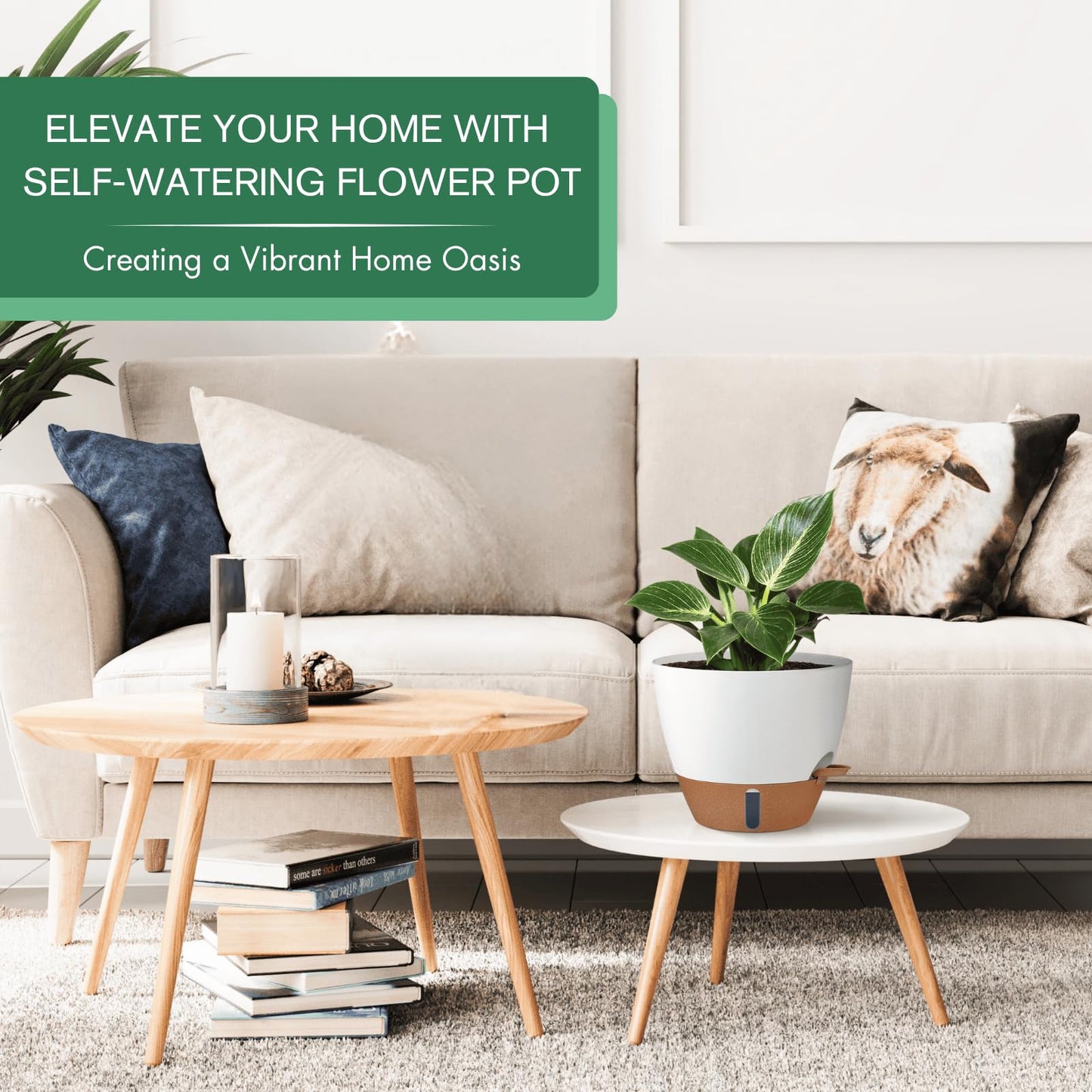 montresor 2 Pack 10 inch Plant Pots, PP Plastic Self Watering Plant Pot with Drainage and Tray for Indoor Outdoor Plants, Water Level Window & Reservoir Flower Pots Decorative Planter (White)