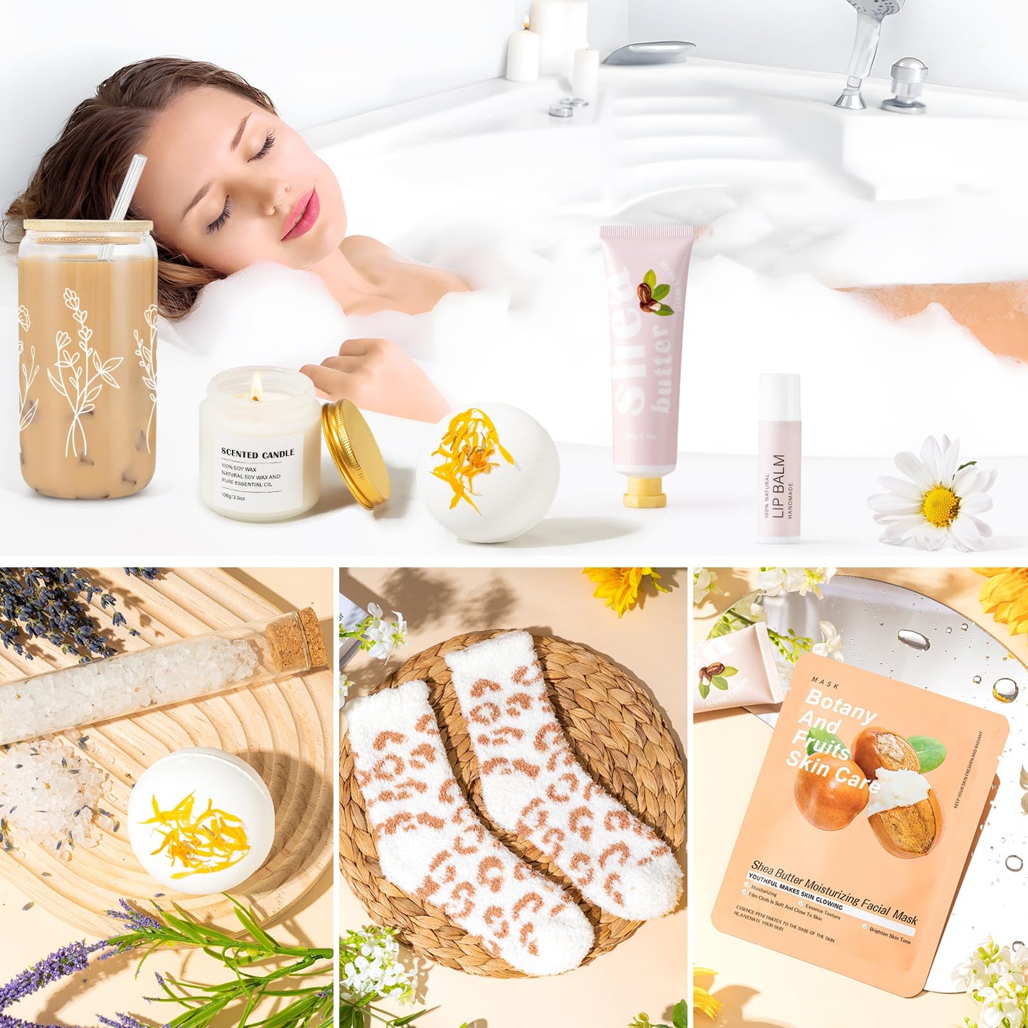 Self Care Gifts for Women Spa Gifts for Women Get Well Soon Gift Care Package, Christmas Mothers Day Relaxing Spa Gift Baskets, Feel Better Inspirational Thinking of You Box for Mom Her Sister Friends