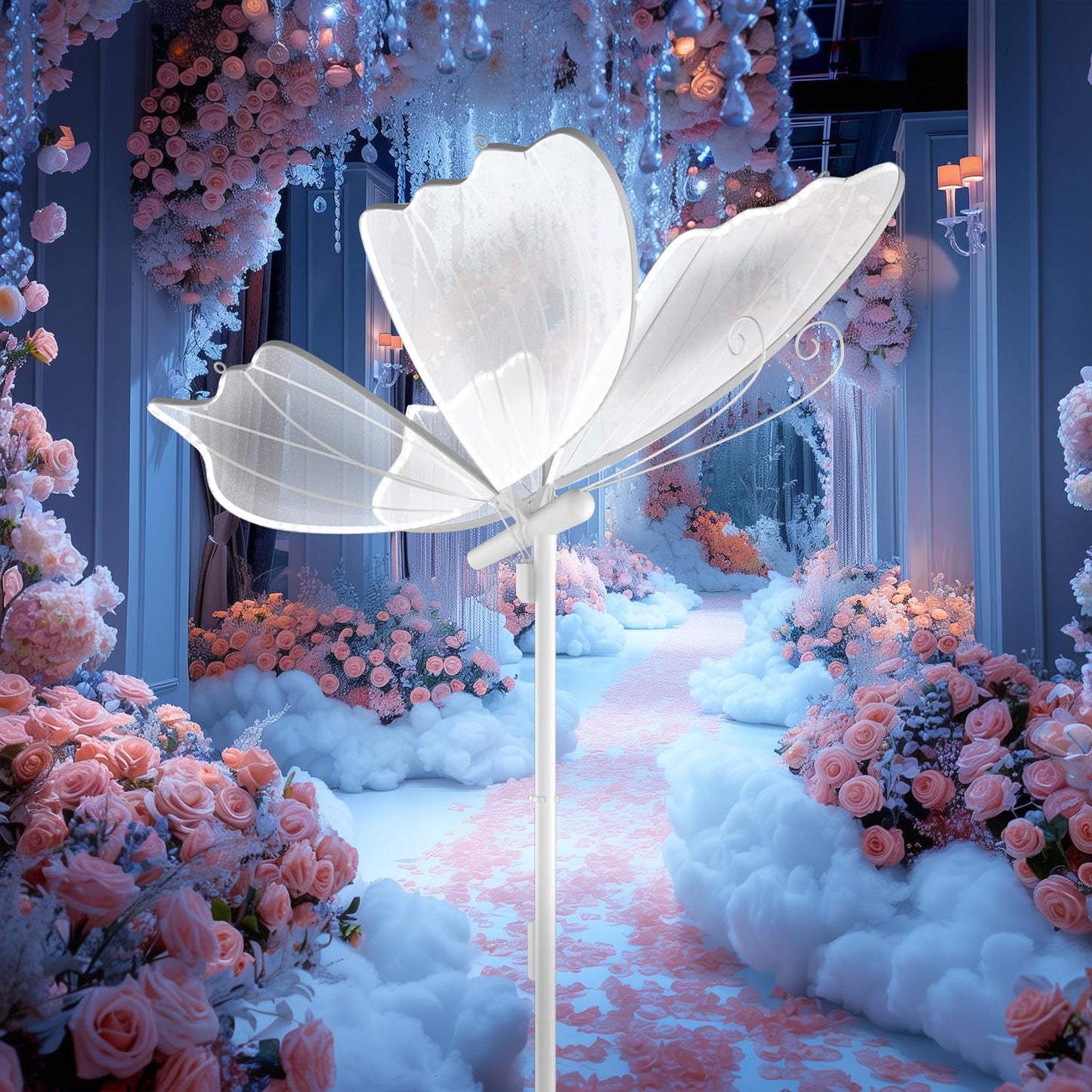 DENGALA Butterfly Floor Lamp - 6000K LED Butterfly Light - Creative Wedding Decorations - Hanging Ceiling Light - White