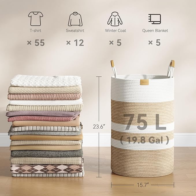 75L Striped Laundry Hamper