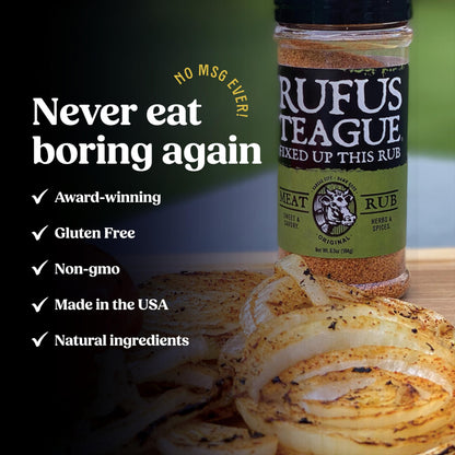 Rufus Teague BBQ Sauce & Rub BBQ Gift Set, Saucin' & Rubbin' Tote with Honey Sweet, Touch O' Heat, and Meat Rub, Great Grilling and 3-Piece Cooking Gift, Made in USA