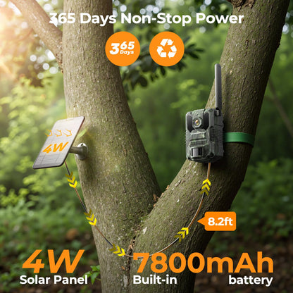 VOOPEAK Trail Camera 2 Pack, 4G LTE Cellular Trail Camera with Built-in SIM Card 2.5K HD Live Streaming Solar Panel 4 Area in 1 Screen Night Vision Motion Activated Game Camera for Hunting & Outdoor