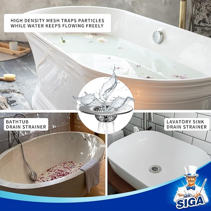 MR.SIGA Bathroom Sink Strainer, Bathtub Lavatory Sink Drain Strainer Hair
