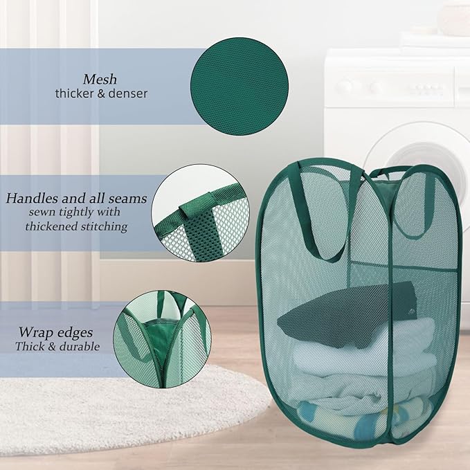 Upgraded 100L Extra Large Mesh Pop Up Laundry Basket