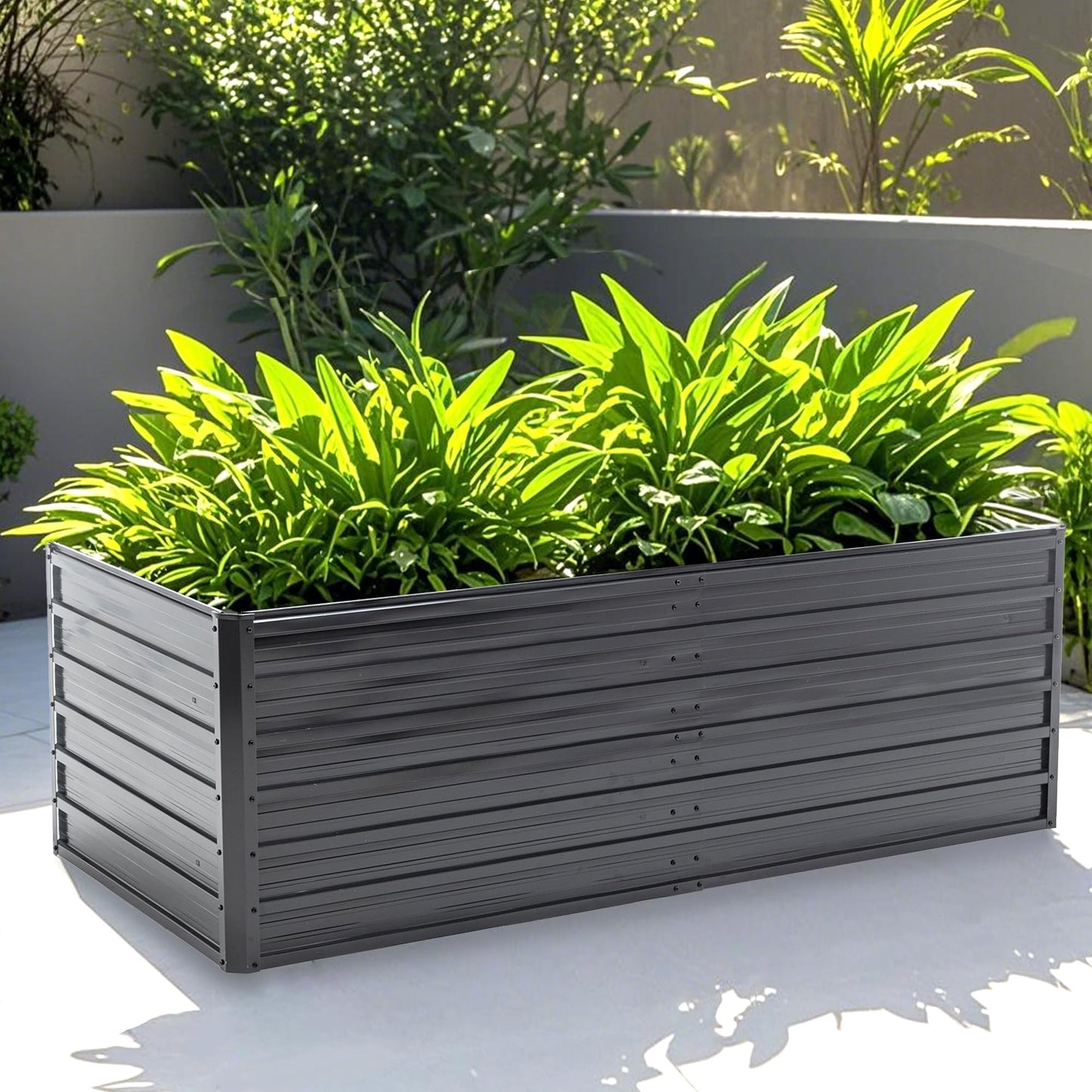 GFDGFD 6x3x2 FT Metal Raised Garden Bed, Large Galvanized Steel Planter Box with Reinforcing Rods, Rustproof Outdoor Raised Beds for Vegetables, Herbs, Flowers, and Succulents, Easy Assembly