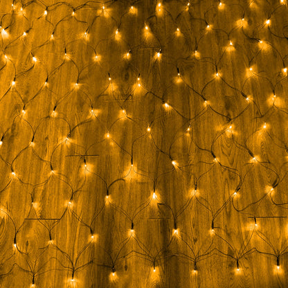 Dazzle Bright Christmas 200 LED Net Lights, 9.8FT x 6.6FT Green Wire Connectable Mesh Lights with 8 Modes, Christmas String Lights for Xmas Indoor Outdoor Garden Party Decorations (Warm White)