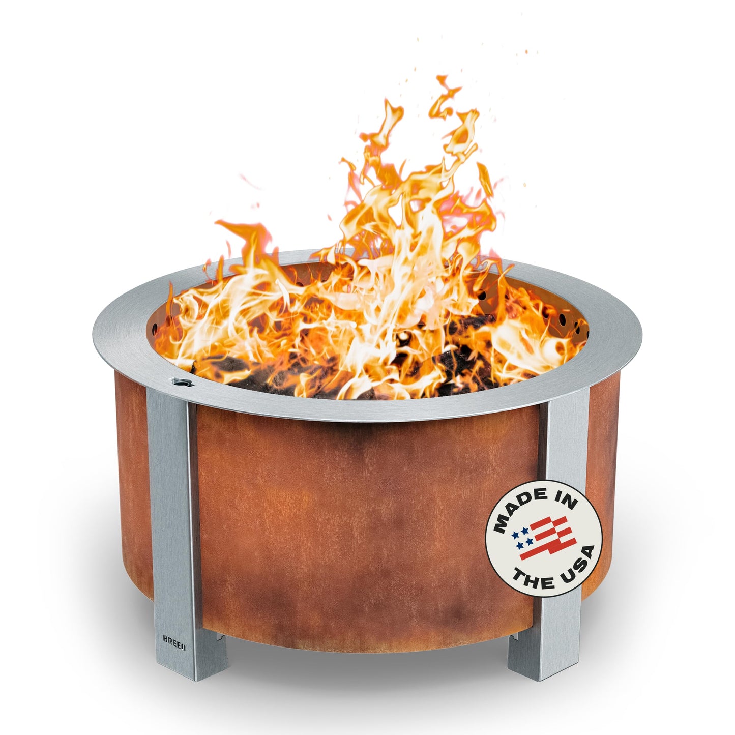 Breeo Smokeless Fire Pit (X Series 24, Corten Steel) | 27.5 inch Smokeless Firepit for Outside | 62 Pounds | Ideal for Families Compatible with Wide Range of Breeo Accessories