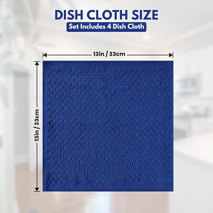 Infinitee Xclusives Premium Dish Cloth 100% Cotton 12 x 12 Inches |Pack of 4|