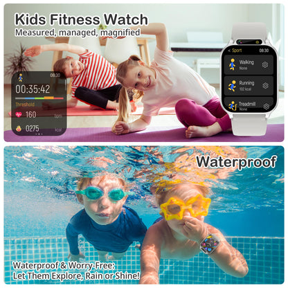 Kids Waterproof Smart Watch Boys with Fitness Tracker Sports Activity Pedometer Heartrate SpO2 Stress Monitor Flashlight APP HD Touch Screen Camera Games Music for 4-13 Years Old Boys Gifts for Kids