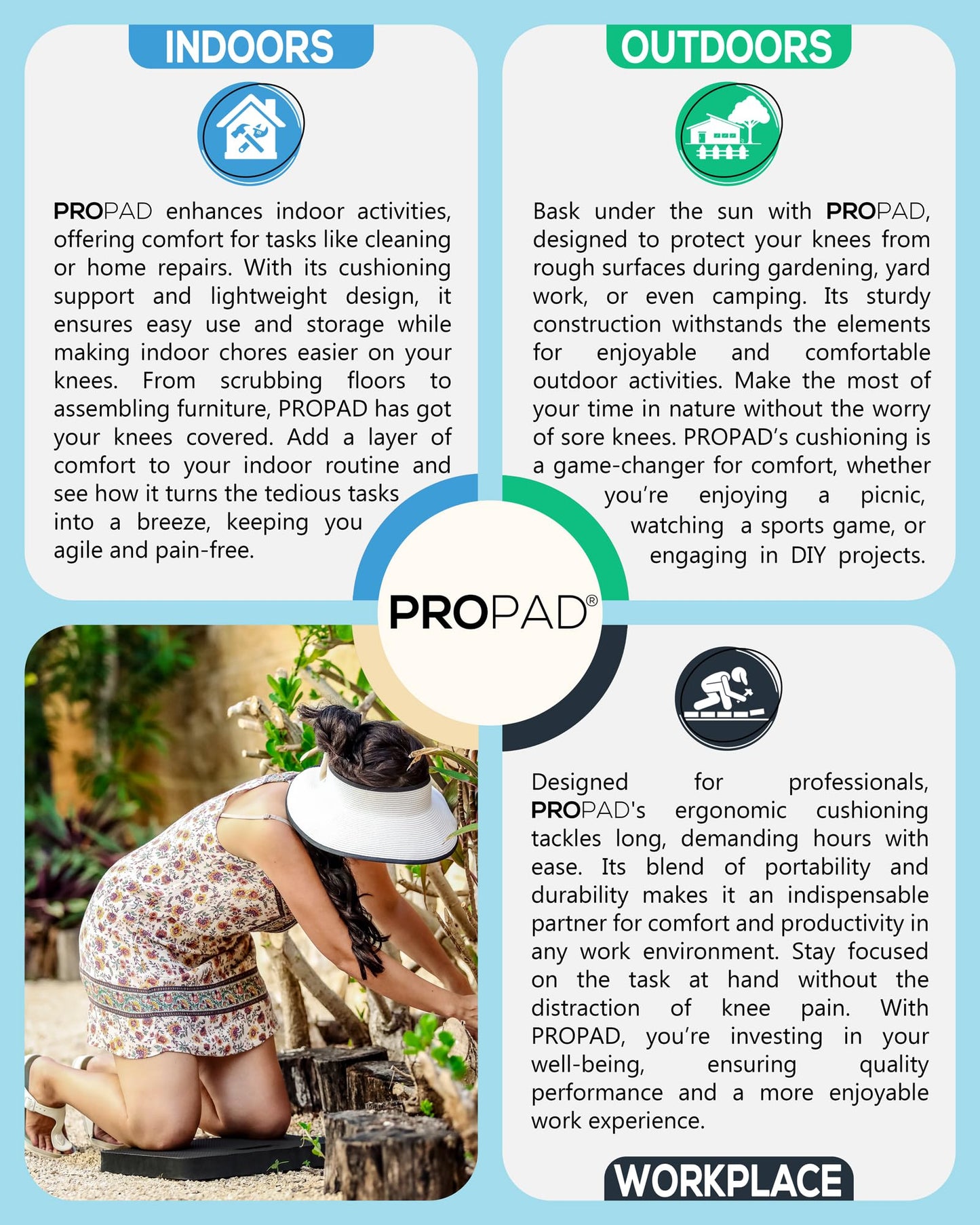 Thick Kneeling Pad, Garden Kneeler for Gardening, Bath Kneeler for Baby Bath, Kneeling Mat for Exercise & Yoga, Knee Pad for Work, Floor Foam Pad, Extra Large (XL) 18 x 11 x 1.5 Inches, Black