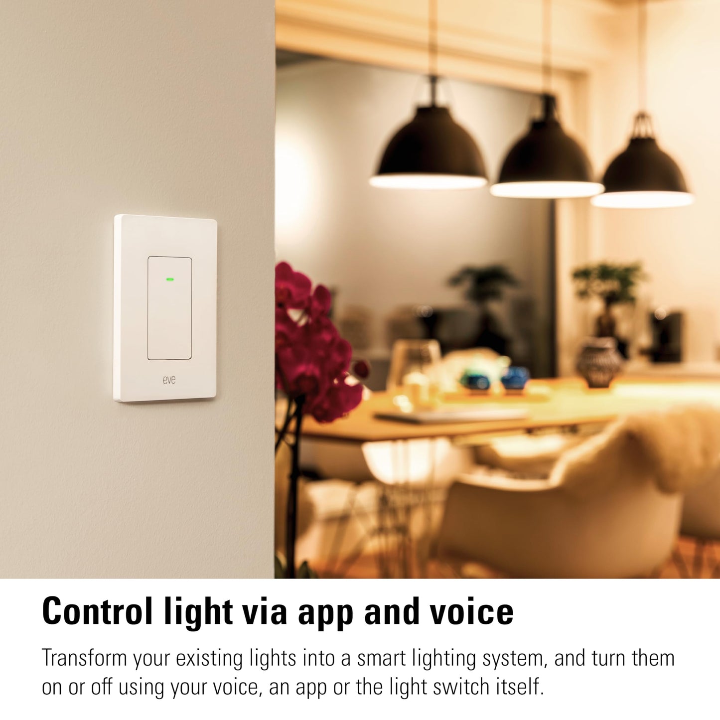 Eve Light Switch (Matter) – Smart Wall Switch for Apple Home, Alexa, Google Home, SmartThings; for Single-Pole & 3-Way switches; Thread, Requires Thread Border Router & Neutral Wire; UL-Certified