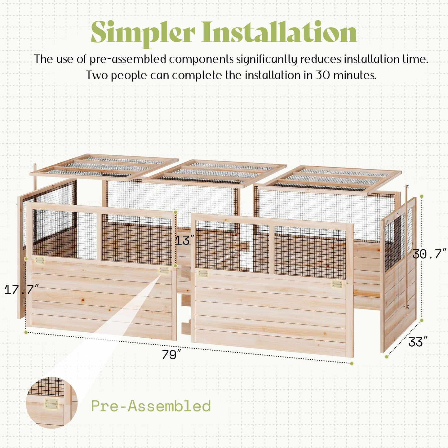 AMERLIFE Raised Garden Bed with Hinged Fencing and Trellis, 18 Inch Deepened Wood Planter Box, 2 PCS Flip-up Front Panel, Easy Assembly, Ideal for Seed Starting and Growing Vegetables & Fruits
