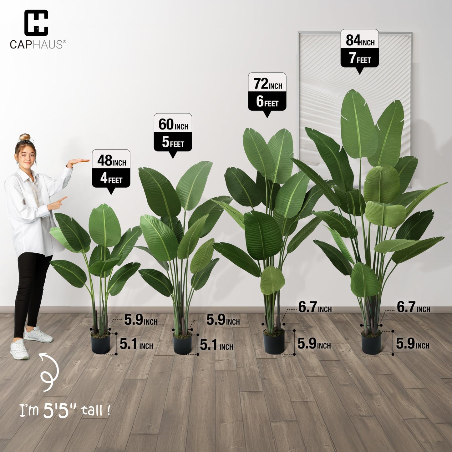 CAPHAUS 4FT Artificial Bird of Paradise Plant, UV Resistant Fake Potted Plant with Dried Moss for Indoor Outdoor Use, Perfect for Tabletop, Corner, Apartment, Home Office Decor, No Maintenance