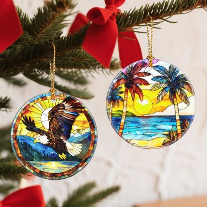 Christmas Ornaments: Christmas Tree Decorations, Beach Sunset Holiday Decor, Stocking Stuffers, Gift Ideas, Xmas Gift, Summer Vibes Gifts & Gifts for Beach Lover