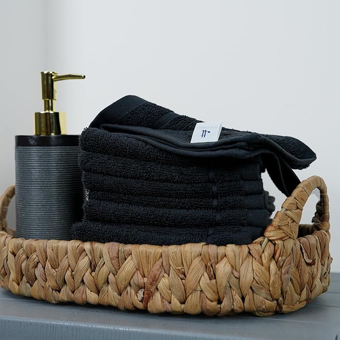 Tens Towels Pack of 12 Washcloths, 12 x 12 Inches, Lighter Weight, Quick to Dry