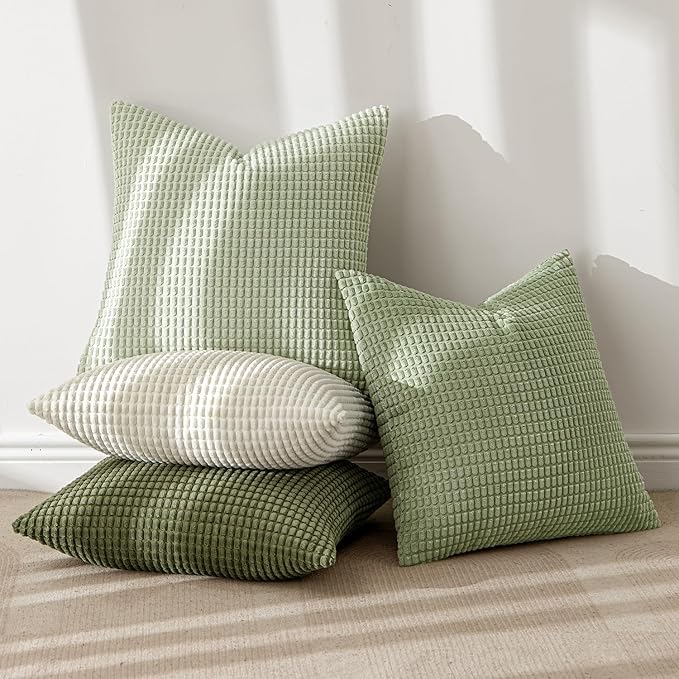 MIULEE Modern Farmhouse Decorative Spring Pillow Covers 18x18 Inch Set of 4