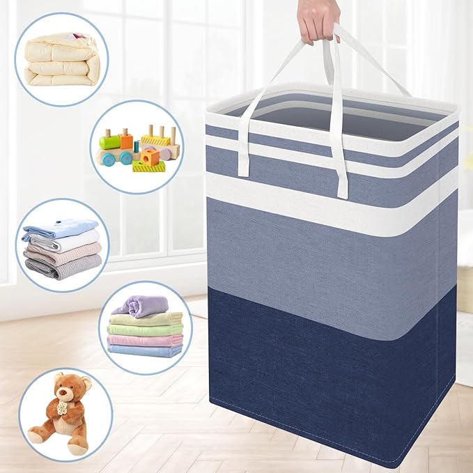 BlissTotes 3-Pack Laundry Basket, Freestanding＆Waterproof Laundry Hamper