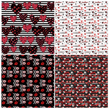 Valentine’s Day Scrapbook Paper 12 x 12 Double Sided Printing Red Black Heart Love Patterned Craft Paper for Card Making Photo Album Wedding Anniversary Party Decorative 24 Sheets