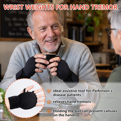 2 PCS Weighted Gloves for Tremors, Parkinsons Aids for Living, Parkinson Gadgets, Hand Grip Strength Trainer, Adjustable Wrist Weights for Hand Tremor, Aid to Improved Hand/Wrist Mobility